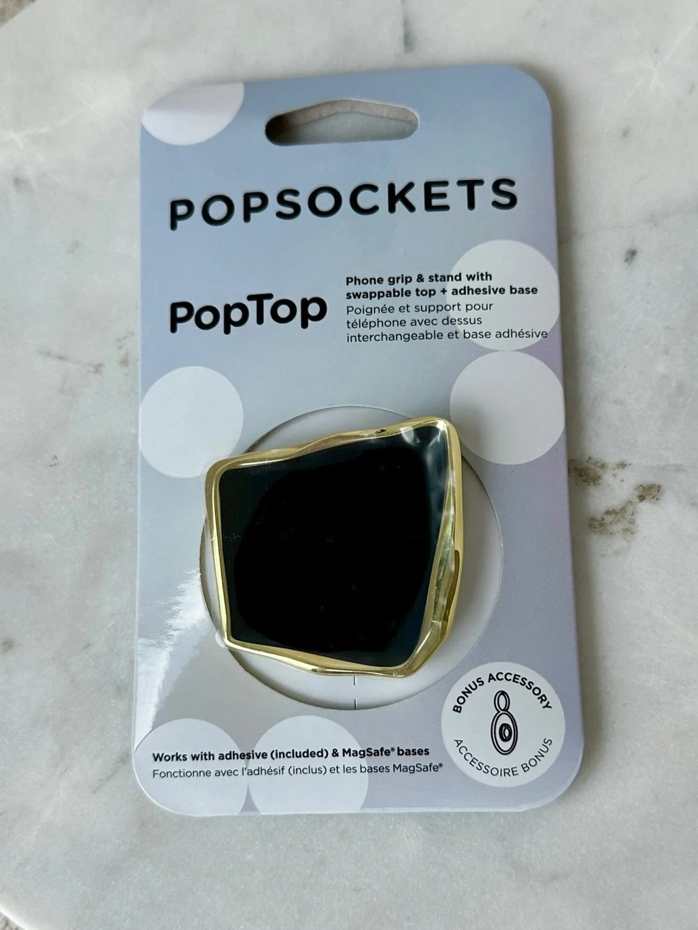PopSockets PopTop Enamel Obsidian Cut MagSafe PopGrip Phone Grip Black Gold NEW